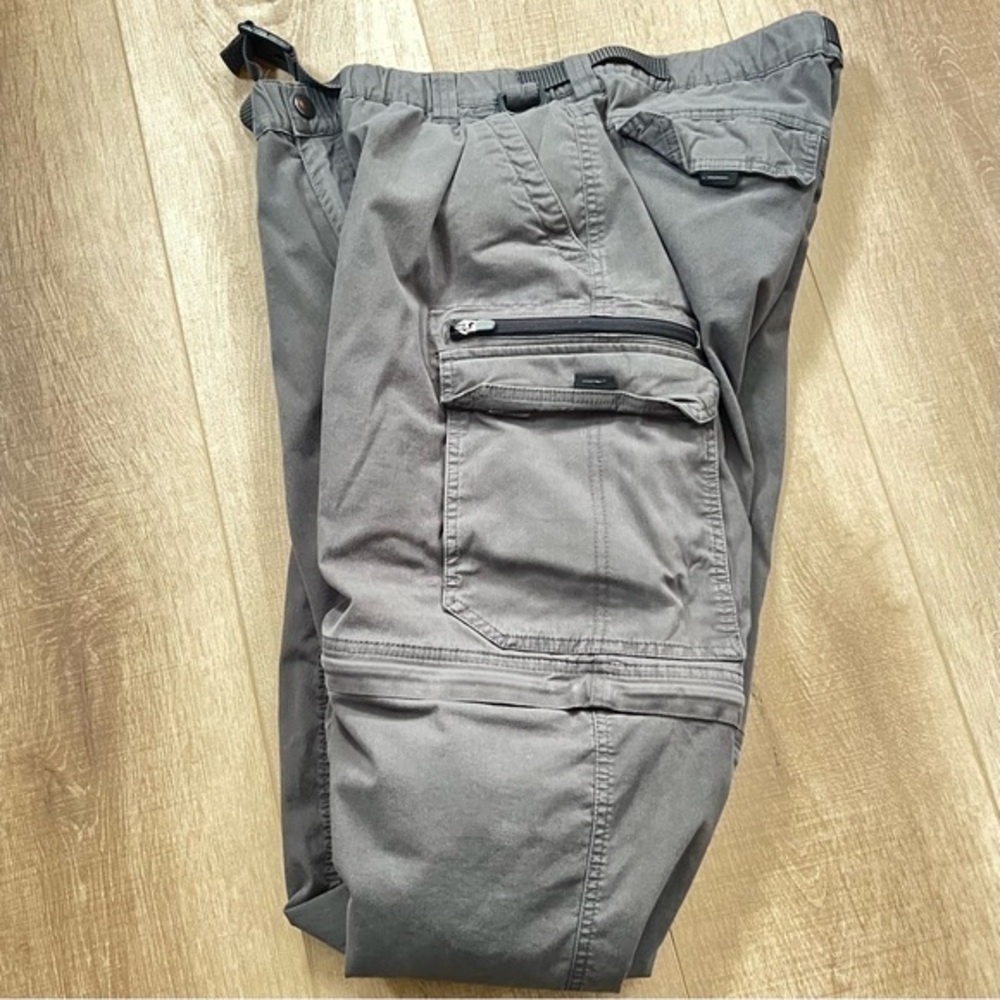 BC Clothing Convertible Cargo Zip Off Legs Pant Men XL 36x30 Gray Belted Casual - Picture 7 of 10
